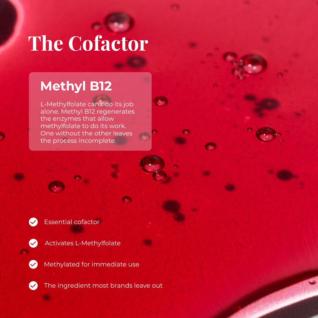 Red background with text about Methyl B12 and 'The Cofactor' brand.